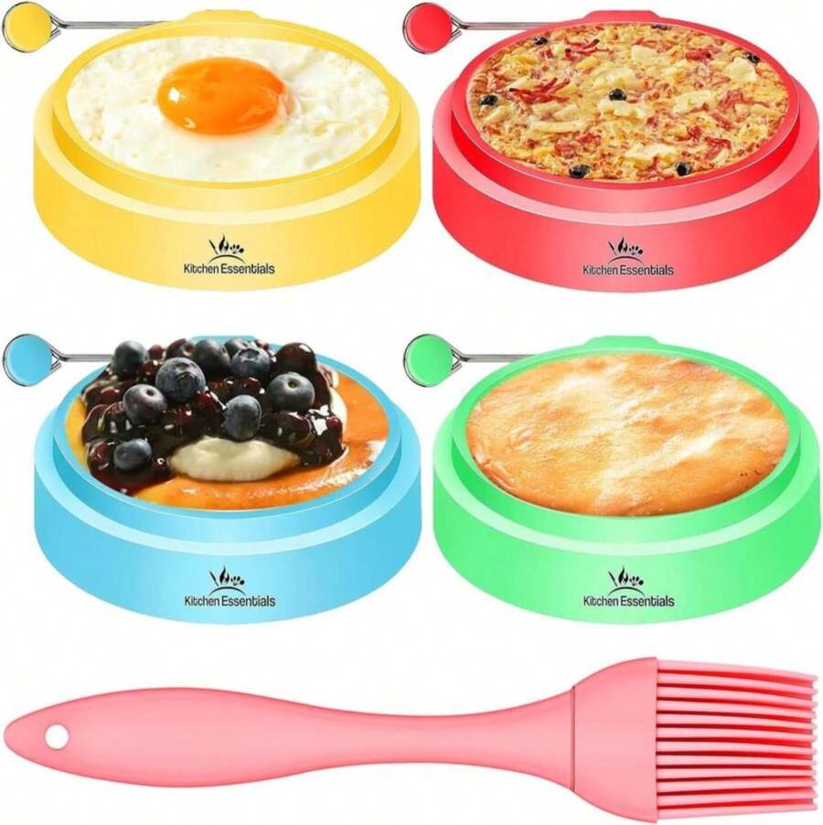 Silicone Egg Rings, Premium Nonstick Multicolored Cooking Ring Molds For Eggs, Pancakes, Mcmuffin Breakfast Sandwiches, English Muffins, Crumpets, And More (4-Pack) - White - View 1