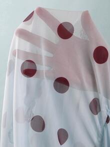 女士新款春夏泳衣罩衫，优雅性感复古黄色波点印花高领长袖网纱连衣裙，女士沙滩装，Y2K泳装，适合海滩度假、节日、派对、情人节、狂欢节等场合。 - 藍卡色 - 查看 7