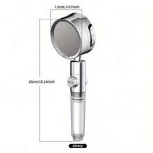 1pc Silver Shower Head With 3 Spray Settings, Adjustable Angle, Home Bathroom Accessory - H37 - View 14
