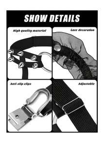 1PC Harness Garter Set Rivet Heart Garter Lace Garter Leather Thigh Ring Punk Gothic Butterfly Garter Belt Adjustable Leg Garter - As Shown - View 5