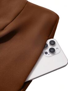 Damen Lässig Loose Gerade Bein Hose, Kaffeefarben Weite Bein Hose, Locker & Bequem, Eleganter Business-Casual, Hohe Taille Gerade Hose für Damen, Minimalistisch Alltags Tragen im Herbst/Winter Frühling - Kaffeebraun - Übersicht 9