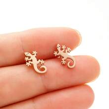 1 Pair Stainless Steel Lizard Stud Earrings Fashion Gecko Cocktail Earrings Women Wedding Jewelry - GED702 - View 6