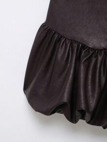 Women's Sweet & Breezy Sleeveless Ruffle Hem Mini Dress, Spring/Summer - Coffee Brown - View 4