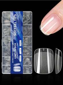 600pcs Almond-Shaped Short Matte Transparent Acrylic False Nail Tips, Semi-Finished Artificial Nails, Suitable For DIY Manicure, Press-On Nails And Other Nail Art Supplies - Multicolor - View 7