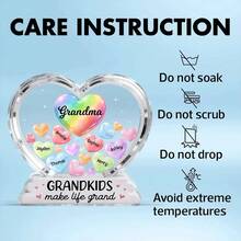 Grandma's Heart-Shaped Sweetheart 2D Flat - Personalized Acrylic Square Plaque - Meaningful Gift For Grandma On Mother's Day - As Shown2 - View 5