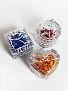 Large Capacity Manicure Crystal Glass Storage Box, Manicure Brush Cleaning Cup With Lid, Exquisite Glass Gift Box, Manicure Accessories Jewelry Decorative Items Storage Jar, Transparent Jewelry Display Box - Clear - View 2