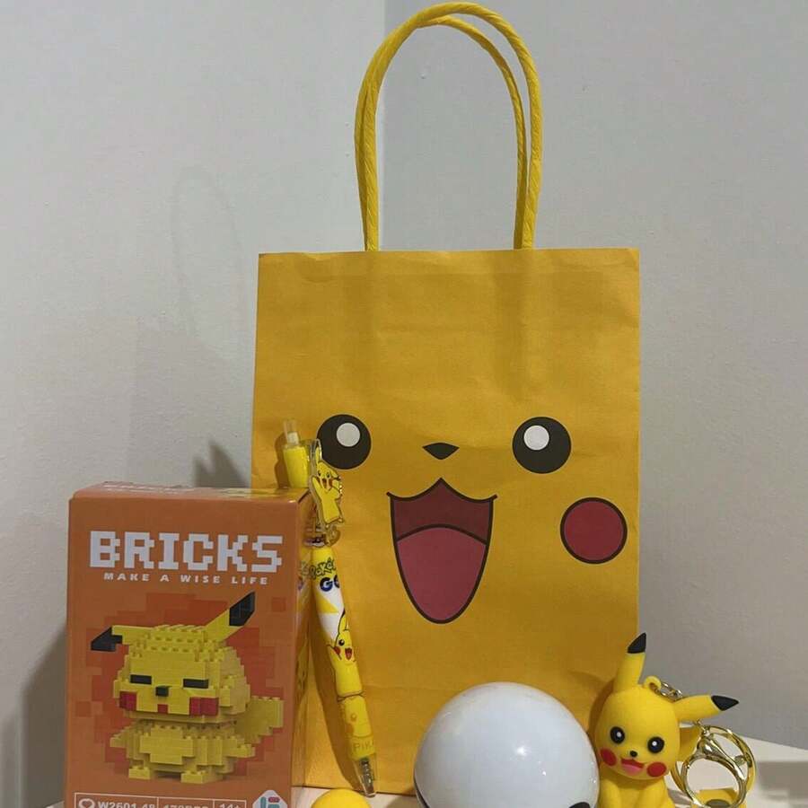 pokemon Handbag Cartoon Expression Dinosaur Gift Bag, Cute Cowhide Paper Candy Bag, Holiday Snack Bag - Multicolor - View 1