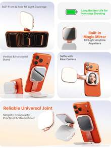 Luxury Premium Quality Selfie Live Stream 3-Color 4-Mode LED Selfie Ring Light With Mirror, Rechargeable Portable Fill Light Compatible With Iphone & Android, Suitable For Photography, Video Recording, Meetings, Vlogging, Makeup Mother's Day Spring - Magnetic Mirror Fill Light - View 6