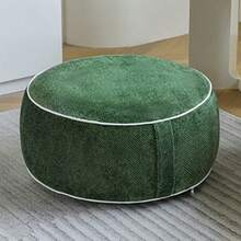 Puf inflable otomano otomano de felpilla de 21 x 10 pulgadas con forro inflable de PVC reposapiés con asa portátil almohada redonda para sala de estar recámara habitación de los niños - Verde - Ver 8