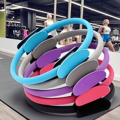 1 pieza Aro de fitness de un solo color, Aro de Pilates, Aro de entrenamiento de yoga, Adecuado para yoga y Pilates, Accesorios de yoga, Ideal para entrenamientos en casa, Se puede usar para estiramientos corporales y construcción rápida de fuerza