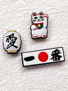 4毫米厚招财猫灯笼，日式元素鞋饰套装，DIY凉鞋装饰，男女通用鞋饰，创意礼物，派对小礼品 - 白色 - 查看 5