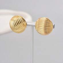 1 par de pendientes minimalistas exagerados en forma de medio círculo, versátiles y de moda, adecuados para el uso diario de las mujeres - Dorado - Ver 4