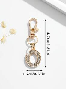 1pc Fashion European & American Unisex Minimalist Cute 26 English Letter Shape Keychain Pendant Accessory, Embedded With Rhinestones, Suitable For Men & Women Car Keys, Bags, Decoration And Holiday Gifts - Gold - View 8