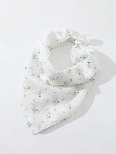 1pc Ditsy Floral Pleated Scarf, Headband, Beach/Holiday Accessory For Women