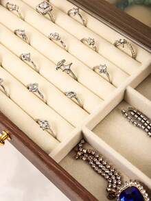 Caja de joyería de acrílico transparente de tres capas, caja de almacenamiento de acrílico de madera, caja de almacenamiento de joyería de gran capacidad, caja de almacenamiento de joyería portátil, caja de exhibición de joyería con cajones, caja de almacenamiento de joyería para tocador, con bandeja de terciopelo ajustable, adecuada para aretes, anillos, pulseras, collares, etc., diseño de cajón grueso antidecoloración, un regalo para mujeres, caja de joyería de estilo moderno con varios cajones, diseño antidecoloración, una opción ideal para el almacenamiento y la organización. - Multicolor - Ver 11