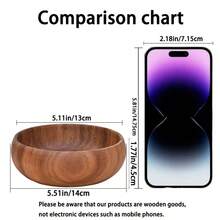 手工打造三件套圆形木质沙拉碗，包含1个碗、1个勺子和1个叉子，天然实木，日式风格，适用于爆米花、意面、糖果、麦片、椰子酱、开胃菜，厨房、圣诞节、万圣节、复活节、感恩节、餐厅等场合，多种尺寸可选。 - 彩色 - 查看 7