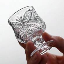12/6pcs Diamond/Butterfly Pattern 40ML Stemmed Glass Cups, Transparent And Refractive, High-Aesthetic Mini One-Sip Cups, Stemmed Design Prevents Overdrinking - Clear - View 2