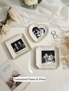 Personalized Photo Dish, Personalized Photo Jewelry Tray, Customized Jewelry Ring Dish, Customized Couple Portrait Ring Tray, Wedding Gift, Bridesmaid Proposal, Best Friend Dish - Multicolor - View 5