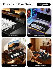 1pc Extended Gaming Mouse Pad And PC Desktop Keyboard Mat - Dark Cute Kitten Pattern - Laptop Protection Mat For Study Desk - Durable Non-Slip Base With High-Definition Printing Available In Multiple Sizes XL XXL - Suitable For Home - 查看 2