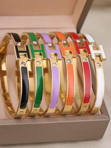 1 Stück 18K vergoldetes H-förmiges Armband für Frauen, exquisiter Schmuckarmband, perfektes Geschenk für Frauen zu Ostern, Weihnachten, Muttertag (ohne Geschenkbox) - Buchstabe H - Übersicht 4
