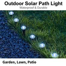 30Pcs Solar LED Pathway Lights Outdoor, 32Ft/10M,8 Modes, Solar Garden Lights Waterproof, Multi Color Landscape Stake Lights, In-Ground Yard Lawn Walkway Lights For Patio Backyard Camping Party Garden Decor - 白色燈光 - 查看 4
