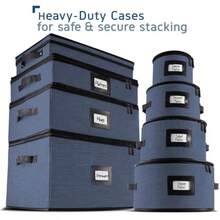 Caja de almacenamiento para copas de vino con divisores paquete de 2 fundas apilables de almacenamiento de vaso servicio de 24 recipientes de almacenamiento de cristalería contenedores acolchados - Azul - Ver 7