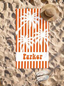 Personalized Palm Tree Striped Towel, Friend Beach Travel Gift, Holiday Towel, Personalized Cruise Beach Towel, Beach Towel - Multicolor - View 11