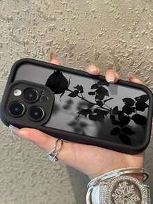 1个反光玫瑰花防摔手机壳，加厚防滑保护套，兼容 17/17 Air/17 Pro/17 Pro Max /16/16 PRO /16 PRO Max /15/15 PRO /15 PRO Max /14/14 PRO /14 PRO Max /12/13/14/11，防刮手机保护壳，国际版，非国内版 - 黑色 - 查看 8