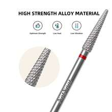 NotNoot Broca de taladro de uñas cónica de 3/32", material de acero inoxidable , adecuada para recortar uñas, limpiar cutículas, quitar esmalte de uñas, rotación bidireccional de la pulidora eléctrica de uñas, cuidado preciso de uñas y pies - Plateado - Ver 3