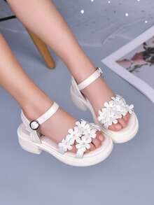 2026 Summer Beach Shoes New Kids Shoes Toddler Flower Pearl Soft Bottom Fashion Non-Slip Princess Sandals For Girls - White - View 2