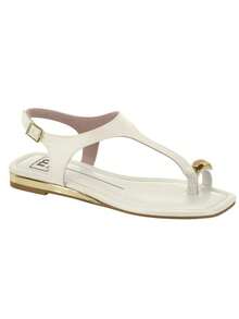 Moleca Women's Flat Sandal With Ring And Rhinestones 5559.103 - 白色關閉 - 查看 4