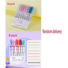 6 bolígrafos con borde de tinta ondulada fluorescente, aptos para proyectos DIY y marcado curvo, uso versátil para la escuela y la oficina, colores aleatorios, patrones creativos de vuelta al colegio, fiesta, regalo de cumpleaños, recompensa, regalo de Año Nuevo - Multicolor - Ver 18