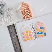Heart In Bottle Shape Soft Polymer Clay Cutter Valentine's Day Earrings Jewelry Pendant Embossing Molds Craft - Beige - View 6