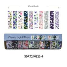 10 Rolls Vibrant Floral Washi Tape Set |   Vintage Flower Masking Tape, Aesthetic Garden Scenery Bullet Journaling, Scrapbooking Supplies, Premium Colorful Botanical Stationery Women - 奼紫嫣紅SDRT240821-2 - 查看 7