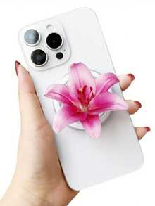 1 件 INS 粉色花兰花百合亚克力树脂手机支架，可折叠便携式气垫手机支架，兼容 、Android 手机，生日、家人、朋友礼物，推拉式手机握把手机配件 - 彩色 - 查看 9