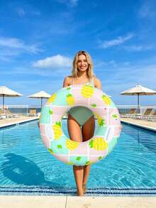 2pcs/1set 120cm Fashionable PVC Inflatable Swim Ring, Durable Adult Swim Ring, Summer Beach Pool Party Vacation Water Leisure Supplies - Multicolor - View 5