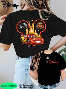 Disney - Lightning McQueen No. 95 Castle Racing - Pure Short-Sleeve Printed T-Shirt - 黑色 - 查看 1