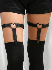 1PC Harness Garter Set Rivet Heart Garter Lace Garter Leather Thigh Ring Punk Gothic Butterfly Garter Belt Adjustable Leg Garter - As Shown - View 2
