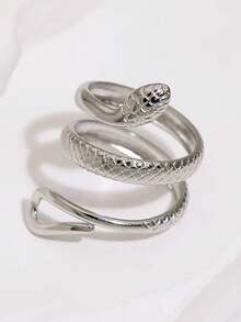Nhẫn hình rắn bằng thép không gỉ, món quà trang sức thời trang dành cho phụ nữ. - Nhiều màu - Xem 6