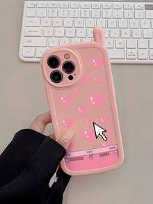 1pc New Personalized Big Boss Pink Heart Painted Anti-Drop Phone Case, Glossy Soft Shell Protective Cover Compatible With IPhone 17pro/17Air/17/17promax 16/11/16pro/16plus/16promax/16e/15Promax/13/14/12/XS/XR/7G/8P3, 14, 11, P12 - Multicolor - View 2
