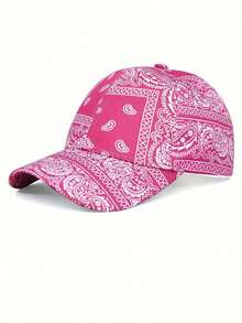 1顶春秋季韩版百搭佩斯利印花棒球帽，聚酯纤维材质 - 彩色 - 查看 6