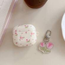 Flower Cute Floral Earphone Case, Acrylic Tulip Shockproof Protective Cover Compatible With Apple 1/2/3/4/Pro/Pro2/Pro3 - White - View 7