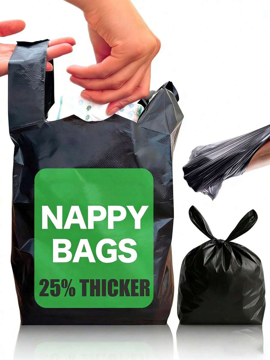 Adult Nappy Bags | 100 Pack | Sanitary Disposable Sacks For Large Incontinence Pads | 25% Thicker | Easy Tie Handles | Bag Extra Strong Thick | Fragrance Free Odourless Discrete - Multicolor - View 1