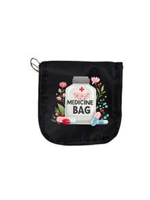 1 pieza Estuche portátil para pastillas, Caja compacta para pastillas, Organizador de pastillas con estampado, Conveniente para viajes, Adecuado para medicación diaria/al aire libre/de viaje, Artículo esencial de salud - Multicolor - Ver 18