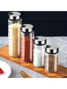 1pc Spiral Cap Glass Spice Jar, Rust-Proof & Scratch-Resistant, Multi-Function Spice Jar Set, Essential Kitchen Spice Storage Bottle, For Storing Spices, Salt & Herbs - Clear - View 5