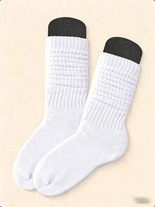 1/3/6双装女士宽松针织袜，女士堆堆袜，女士堆堆袜，女士堆堆袜，女士短袜，黑色、白色和灰色，压缩袜，舒适 - 彩色 - 查看 5