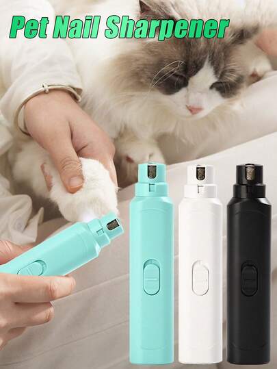 1个全新自动宠物指甲磨甲器，适用于小型犬、小型猫咪、小型动物，自动指甲修剪器，宠物指甲磨甲器，人性化设计，操作简单，外观精美，易于使用，便携，低噪音，电池供电，需要2节AAA电池（不包含在内），犬猫必备。