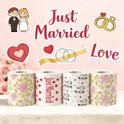 ورق تواليت مطبوع تذكاري للزفاف، ورق مناديل للزفاف، لفات ورق تواليت زخرفي للزفاف، لوازم وتذكارات الزفاف، لفات ورق تواليت مطبوع بطريقة مضحكة، ورق تواليت عيد الحب السعيد، ورق تواليت صحي، هدايا مزحة، تذكارات الحفلات، هدايا للأصدقاء والصديقات، لوازم الحمام، لوازم التنظيف، ديكورات الحفلات، المطبخ، الحمام، المنزل، لوازم المنزل