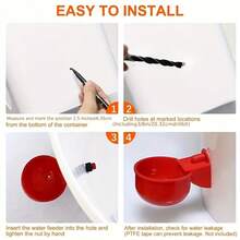 8pcs Automatic Chicken Drinker - Premium PP Self-Stopping Poultry Farm Dispenser - Durable, Easy To Install, Suitable For Poultry, Ducks And Birds (Includes Drill Bit And Brush) - A - View 6