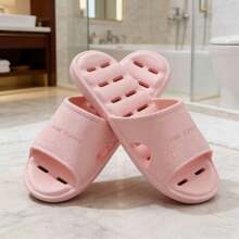 Soft Bottom Quiet Indoor Slippers, Couples Bathroom Anti-Slip Shoes, Hollow Breathable Non-Waterlogging Sandals - Pink - View 5